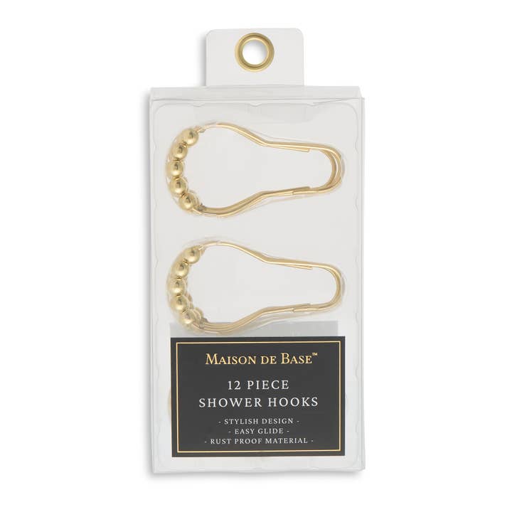 12pc Shower Hooks Easy Glide – Gold for wholesale by Core Home
