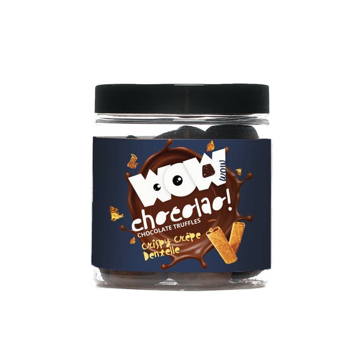 Crispy Crepe Dentelle Chocolate Truffles - 130g Gifting jar for wholesale by WOW Chocolao!