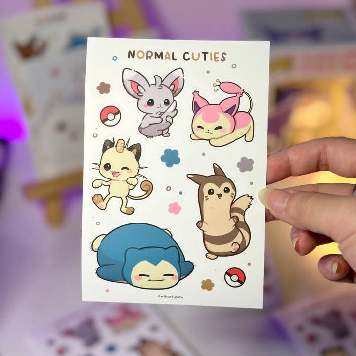 Normal Cuties Waterproof Sticker Sheet for wholesale by owloArt