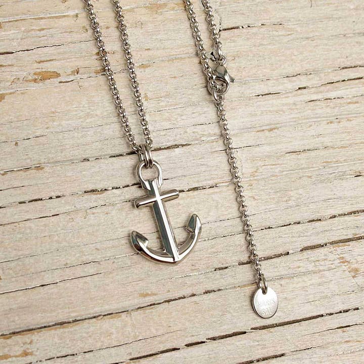 Collar de ancla ANCHORS'S AWEIGH - Acero plateado para venta al por mayor de Maris Sal Nautical