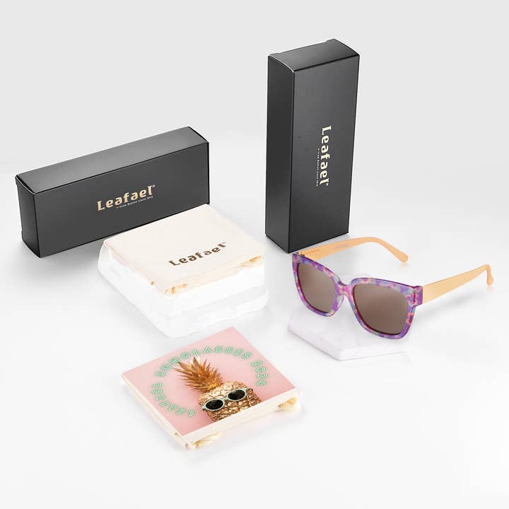 Leafael LLC - Wholesale Sunglasses - Women's - Sunglasses Womens Trendy Retro Purple Floral Design | Polarized UV Protection | Square Cat Eye Frame | Casual & Active8