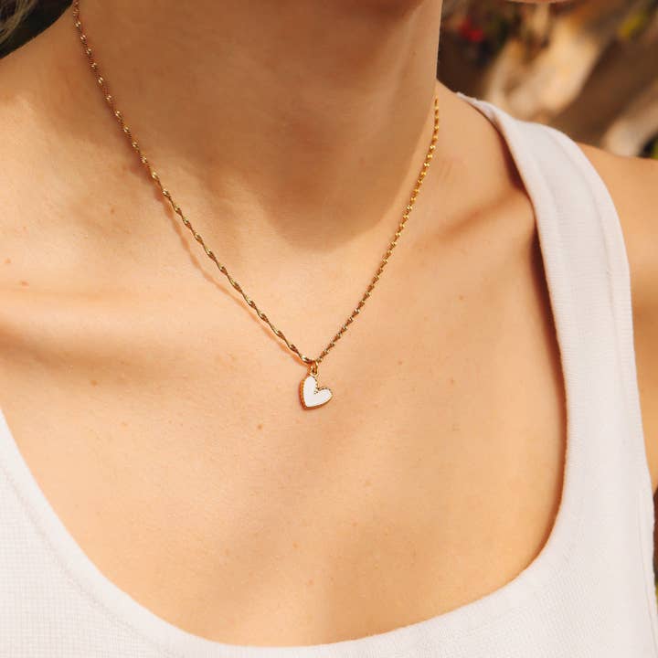 WJW - Wholesale Individual Charm/Pendant - 18K Gold PVD Stainless Steel Epoxy Heart Charm2