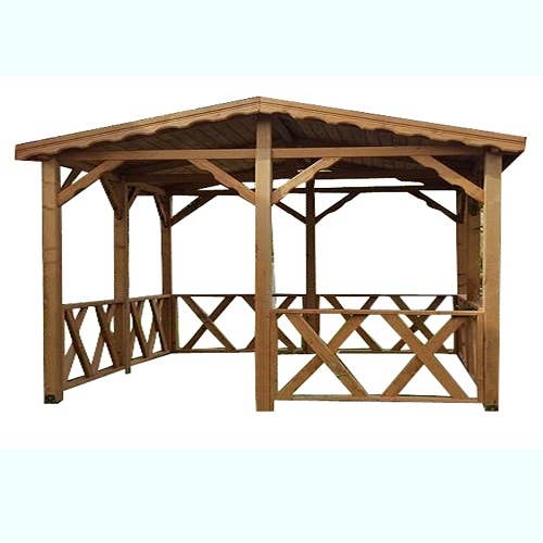 Deholzwart GmbH - Vente Canapé de terrasse - Pavillon en bois naturel en sapin - à monter - 9 m²1