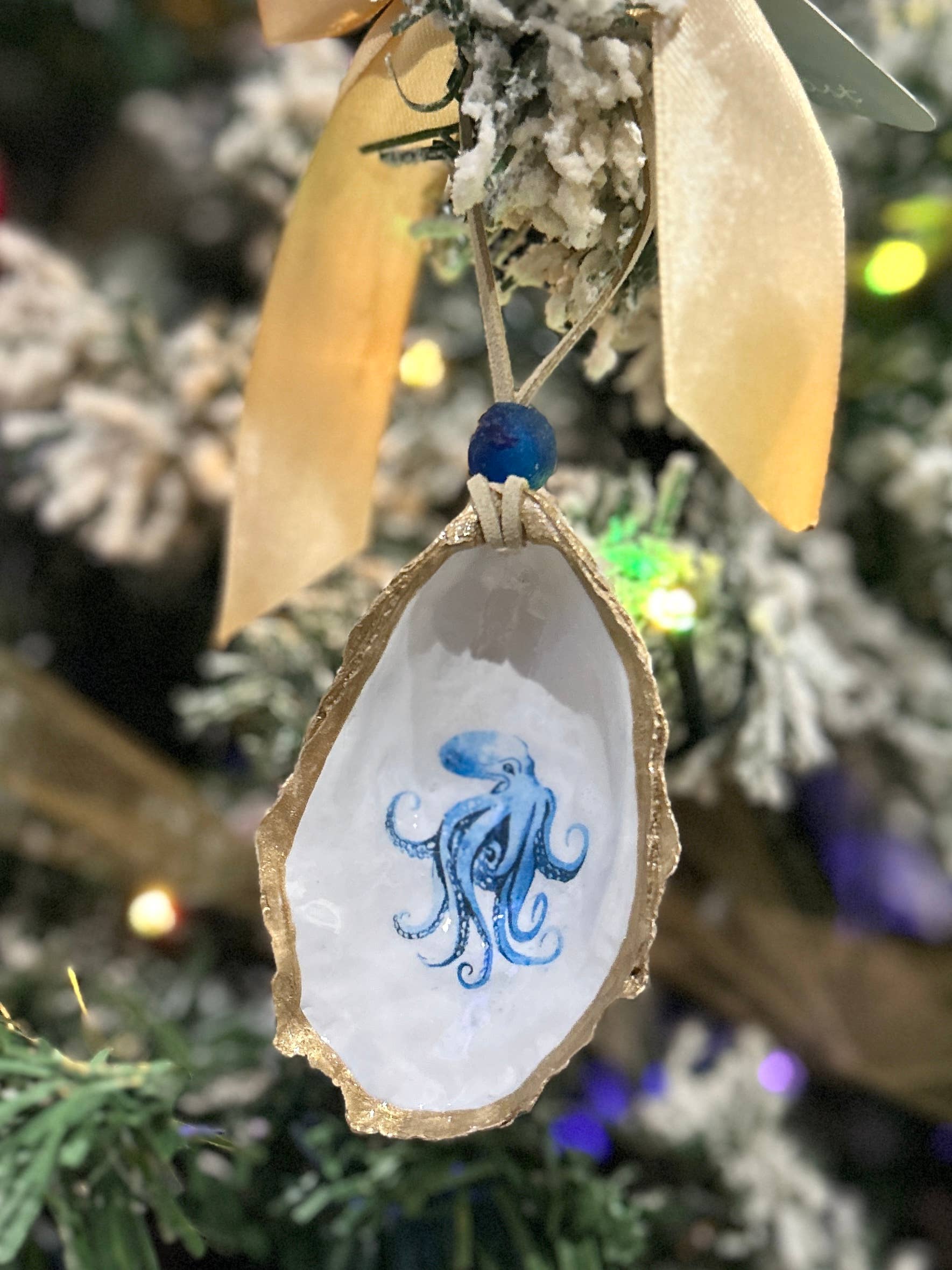 Coast and Cork – wholesale Ornament – Coastal Oyster Sea Animal Ornament/ Blue 4