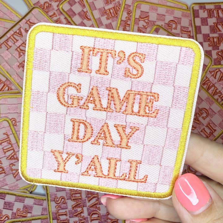 TEELUX - Wholesale Patch - 3" GAME DAY w checkered detail - Embroidered Hat Patch0