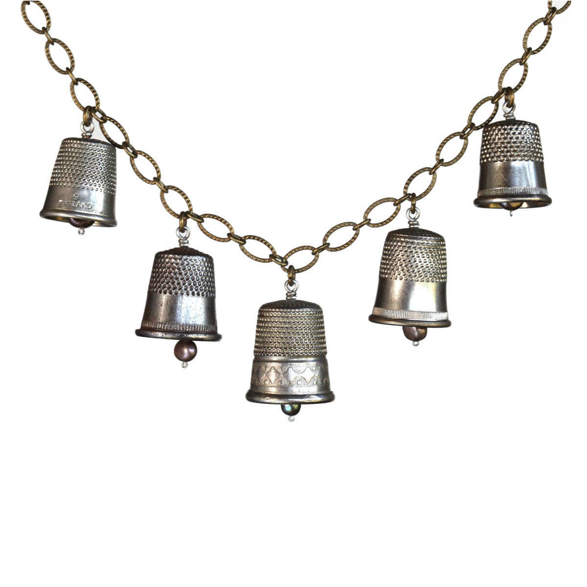 Amy Pfaffman Jewelry - Wholesale Pendant/Charm Necklace - Five-piece vintage thimble necklace0