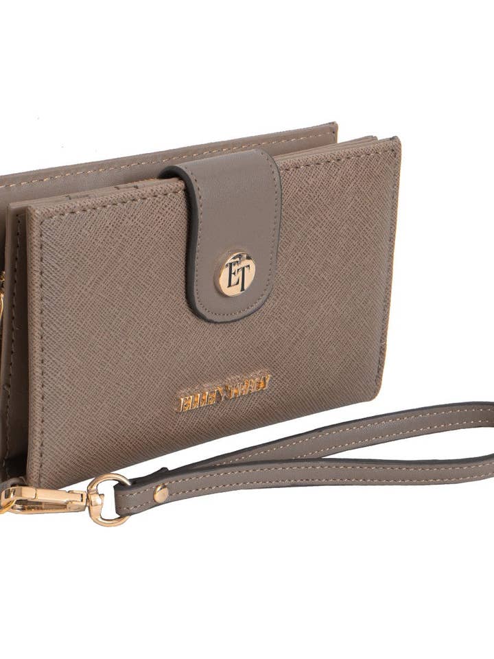 Ellen Tracy Double Compartment Saffiano Zip Around Indexer Wallet for wholesale by Magid