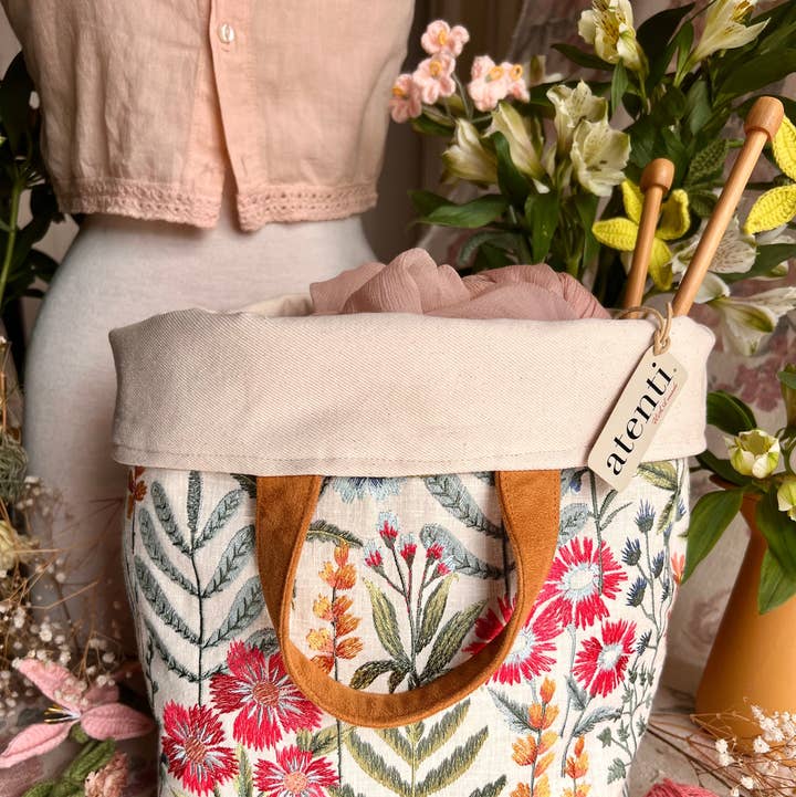 Atenti - Wholesale Tote Bag - Women's - Wildflower Hope Basket– Atenti USA Handmade Embroidered Floral Knitting & Crochet Tote
