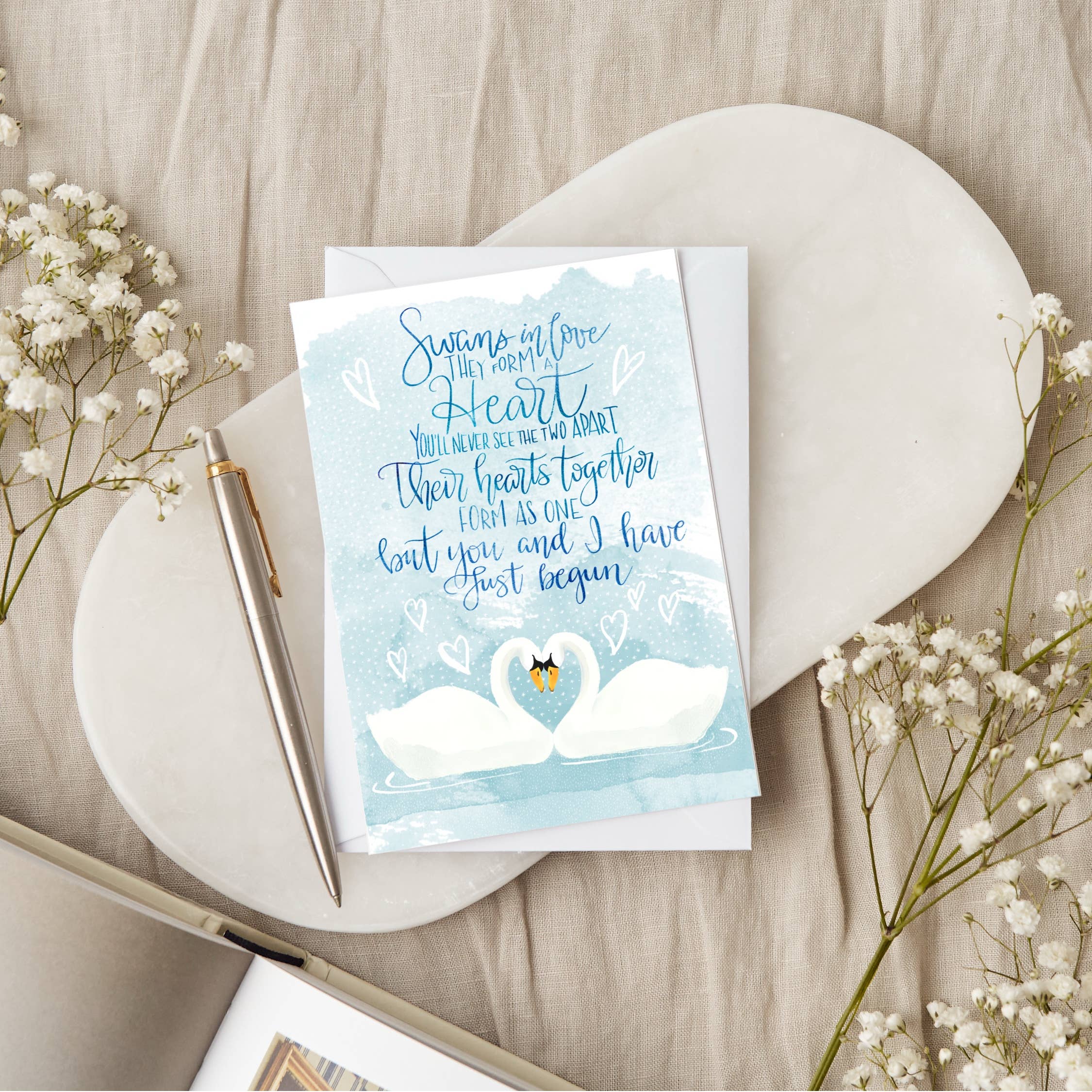 Christy Obalek Illustration - Wholesale Valentine's Day Card - Swans in Love Valentine card1