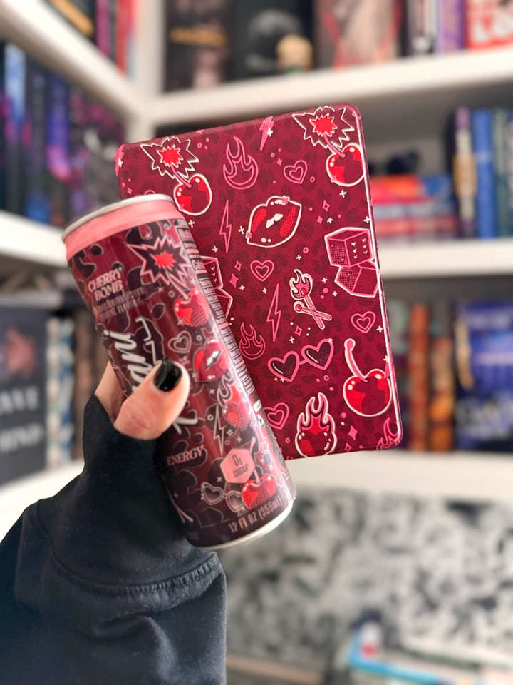 The Best of Both Kindle Case Cover with Clear Back and Cover Strap - Cherry Bomb - 11th + 12th Gen Paperwhite and Kindle Basic for wholesale by LemonLee