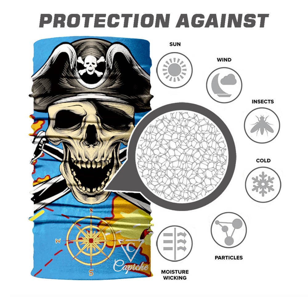Capiche - Vente Masque/visière de protection pour le visage - Masque de Motard Carte au Trésor - Bleu3