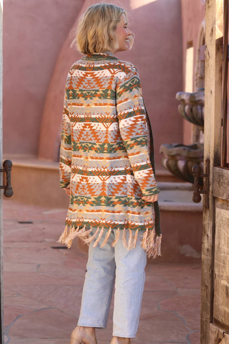 Nostalgia – wholesale Cardigan – Women’s – NHS56-ASIS FRINGE HEM AZTEC CARDIGAN SWEATER6