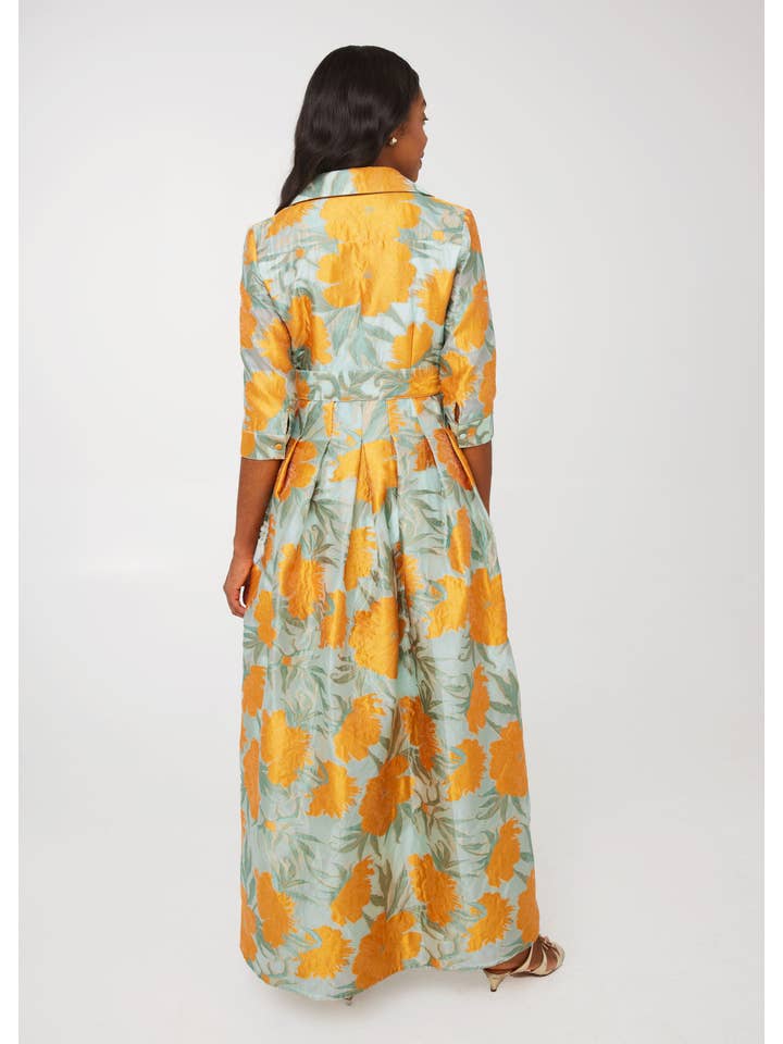 Orange Cecilia Gown Mint Pansy Vine Organza for wholesale on Faire4