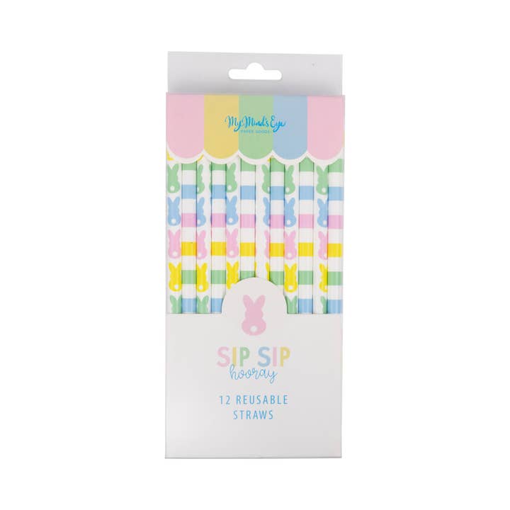 My Mind’s Eye – wholesale Drinking straw – PLSS344 - Pastel Bunnies Reusable Straws2