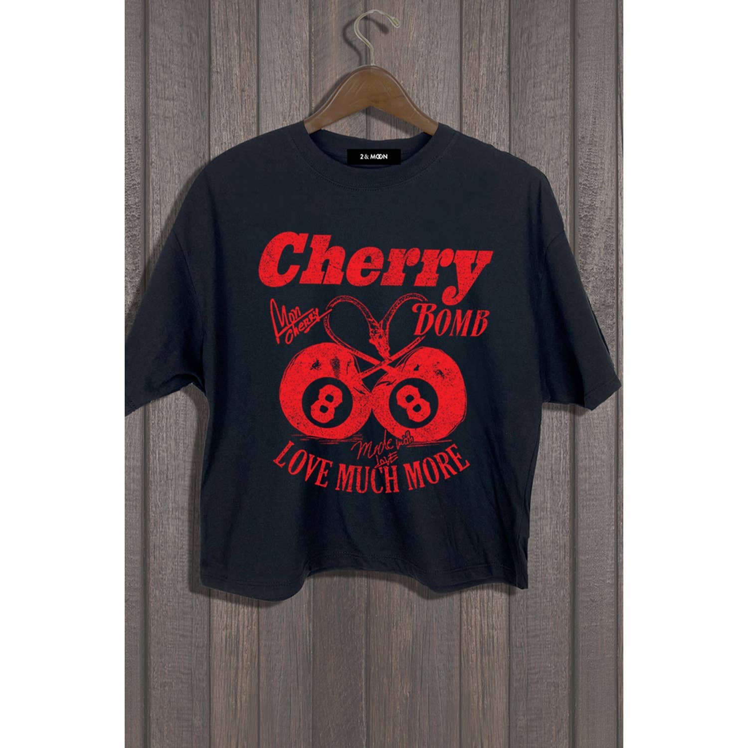 2&moon - Wholesale Screen Printed T-Shirt - Women's - CHERRY BOMB LOVE TOP2