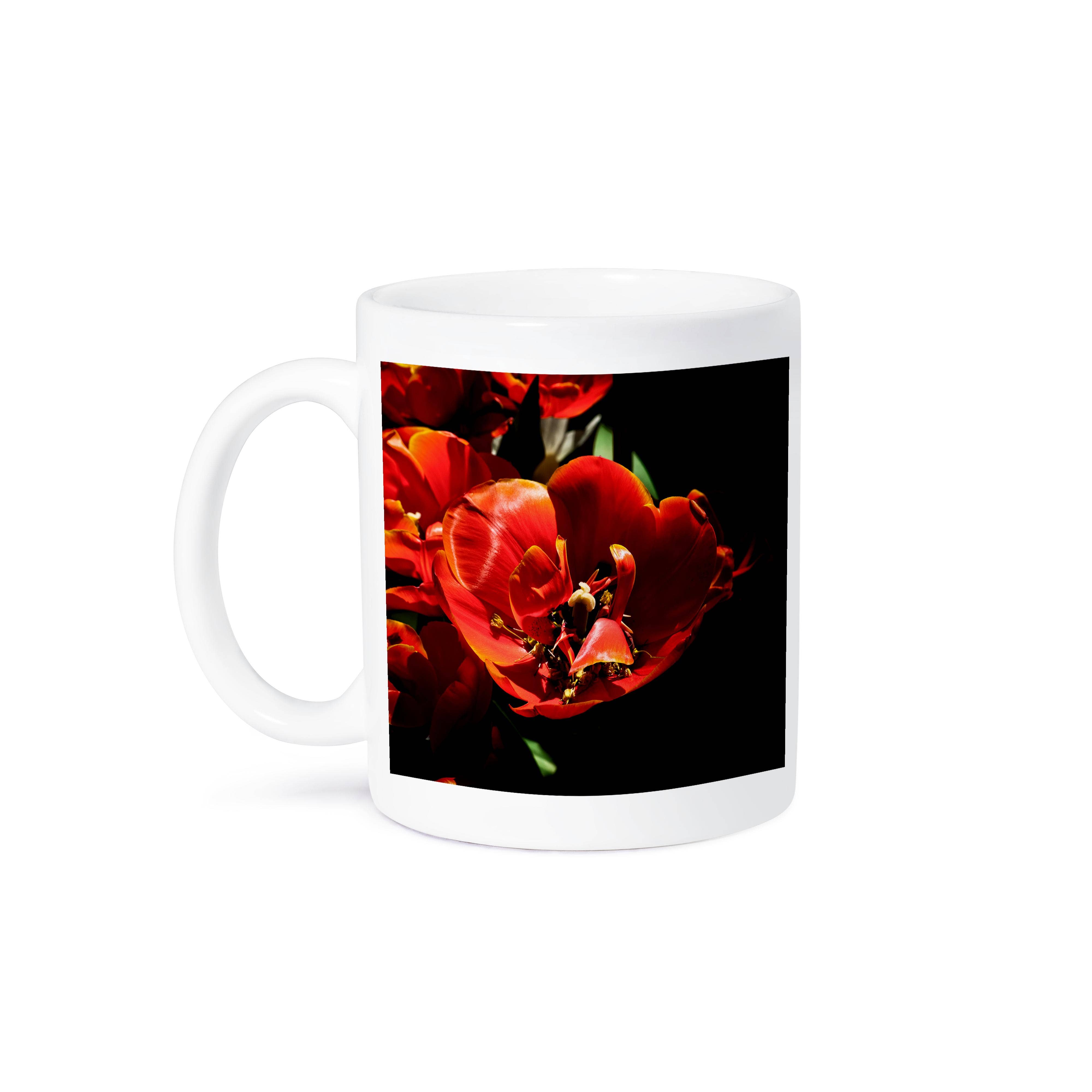 3dRose – wholesale Coffee mug – 3dRose, Closeup view of a red tulip bulb full of tiny maple tree flowers, Mug8