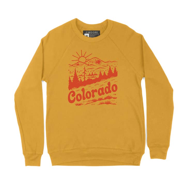 Colorado Sunshine Crewneck Sweatshirt-Mustard for wholesale by Moore Collection