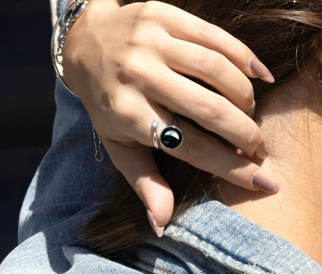 Moonlight by Moonglow Jewelry – Anel de cocktail/declaração por atacado – Anel Espiral Cósmico (6D) da Moonglow Jewelry4