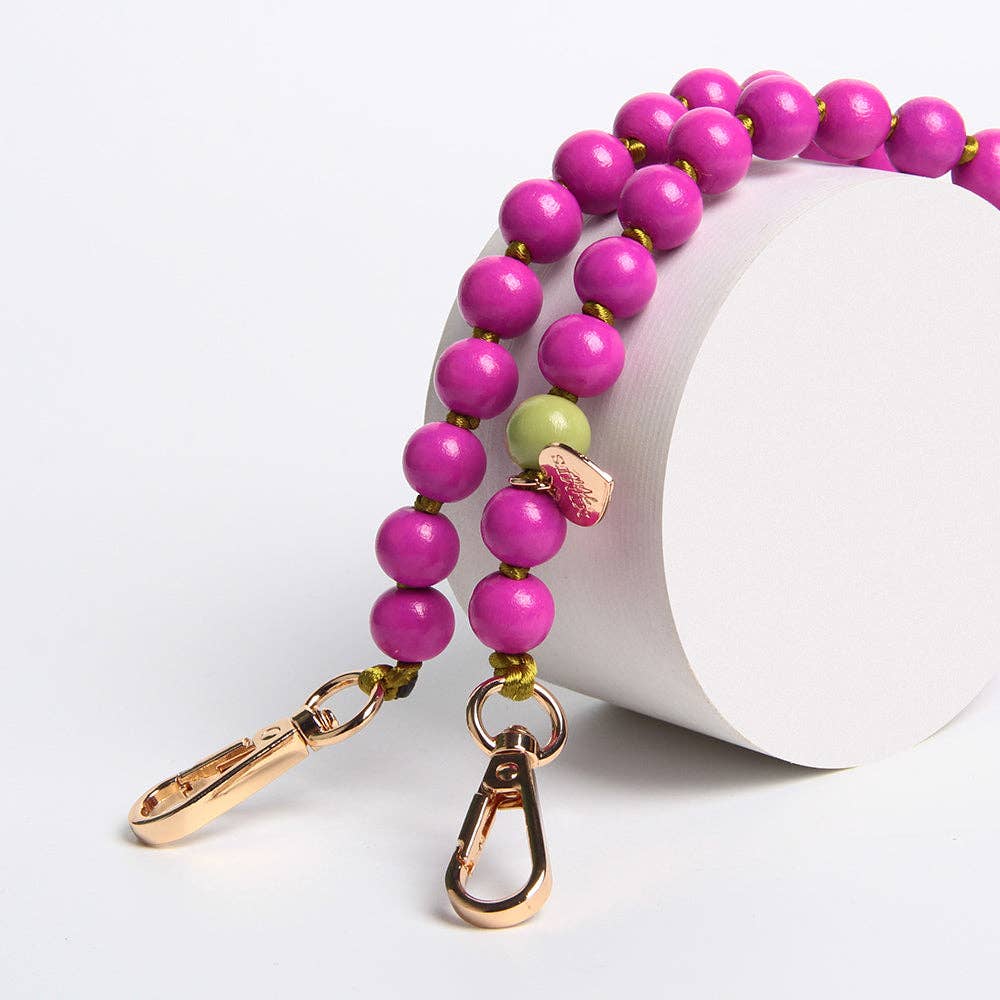 Mimi's Glow Accessories - Vente Sangle pour étui à téléphone - Chaîne pour téléphone portable en perles de bois magenta (VE3)1