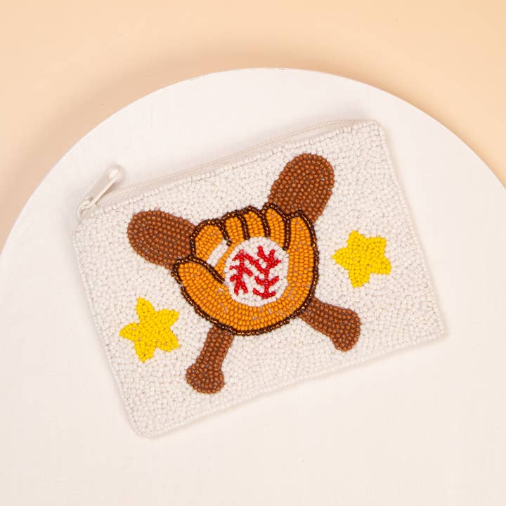 SP Sophia Collection - Wholesale Coin Purse - Women's - Game Day Baseball Glove Bats Beaded Coin Bag