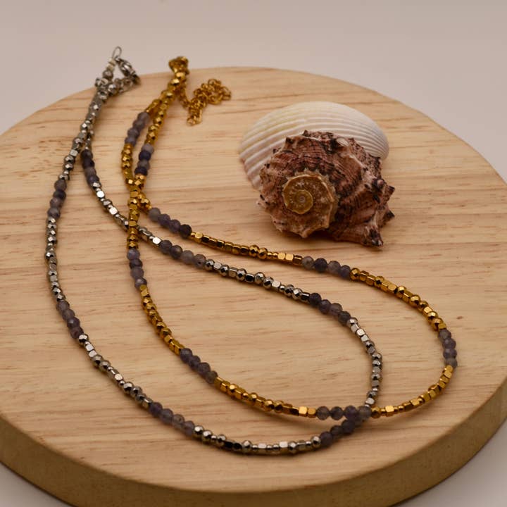 Lavender Speckled Glow: Beaded Necklace for wholesale by HowCharming