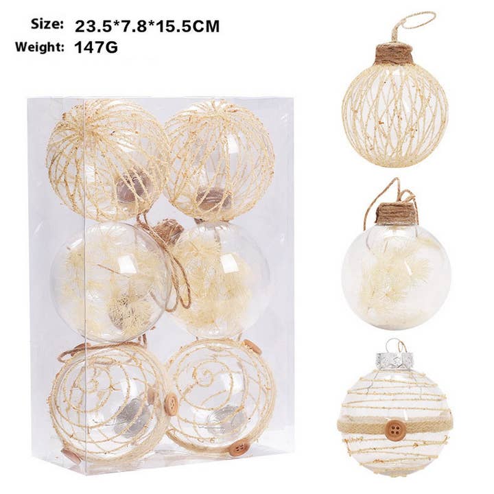 ACCITY - Wholesale Ornament Set - 8CM PET Clear Plant Xmas Ball Ornament Set_CWMM98670