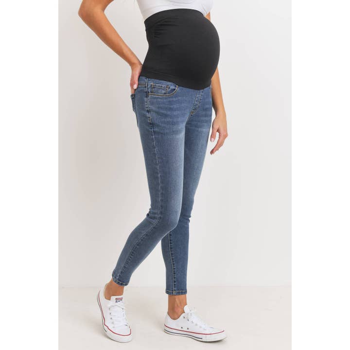 Jean skinny de maternité extensible avec bande ventrale élastique pour la vente par FARMASI & Just Believe Boutique Wholesale