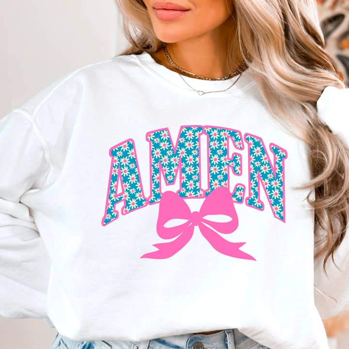 Amen Bow Christian Graphic Sweatshirt | Christian Apparel for wholesale by Shoppe SHC