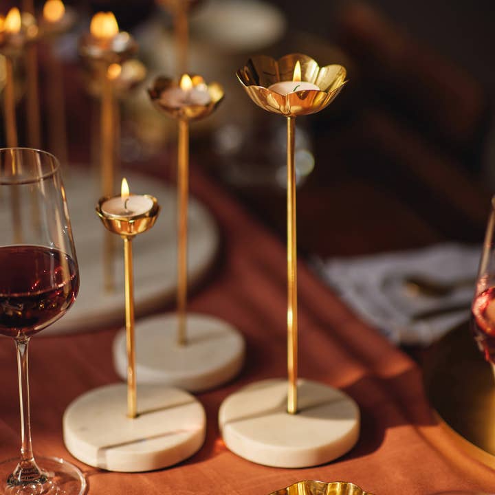 Fleck - Wholesale Candle holder - Lotus Brass Candle Holders, Set of 34