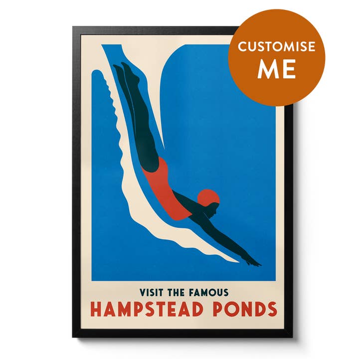 Swim 'Dive' Customisable Print for wholesale by Telegramme Paper Co.