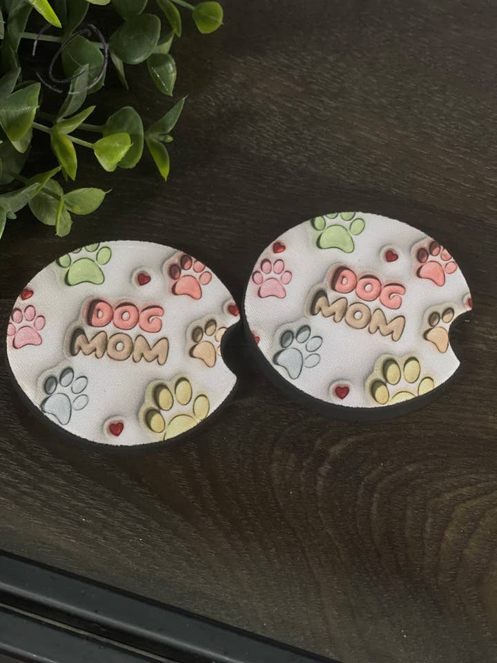 Dog Mom Inflated Car Coaster Set for wholesale by CMD Wholesale