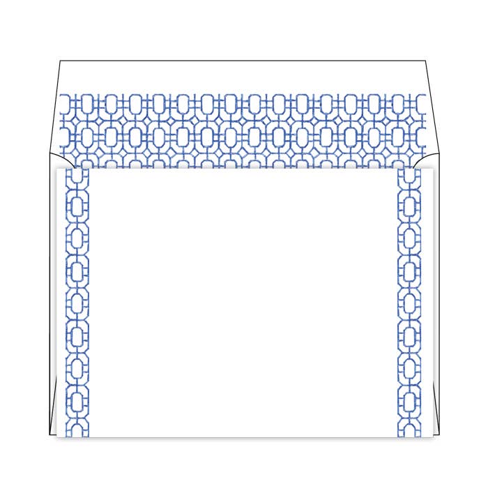 Håndmalet Blå Chainlink Border med Social Sæt for engroshandel hos RosanneBeck Collections