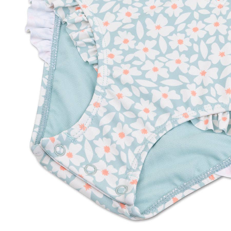 Swim Essentials - Vendita all'ingrosso Costume intero - Bambini - Costume da bagno UV a maniche lunghe per bambina con stampa fiori verdi Swim Essentials3
