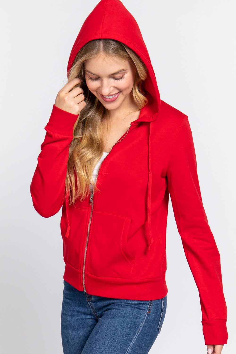 Active Basic | Active USA - Vendita all'ingrosso Felpa con cappuccio - Donna - Felpa con cappuccio e zip in French Terry con interno in pile spazzolato9