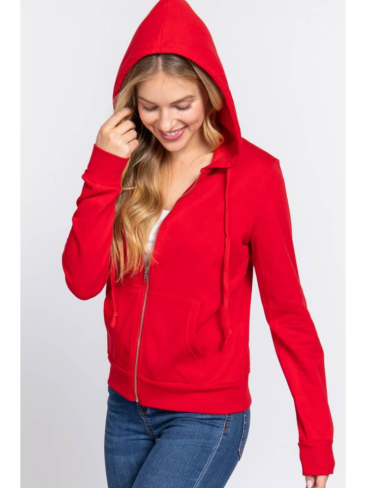 Active Basic | Active USA - Vendita all'ingrosso Felpa con cappuccio - Donna - Felpa con cappuccio e zip in French Terry con interno in pile spazzolato9