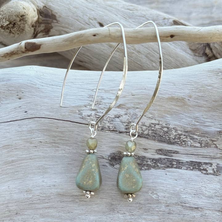 Long Sterling Silver Loop Earrings-3 Choices, Purple, Greens for wholesale by Marlene VanBeek Jewelry