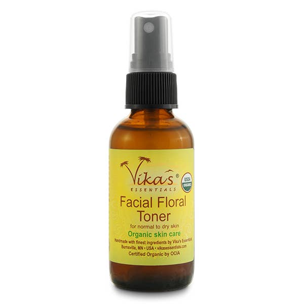 Facial Floral Toner for dry skin. Certified Organic by USDA for wholesale by Vika’s Essentials