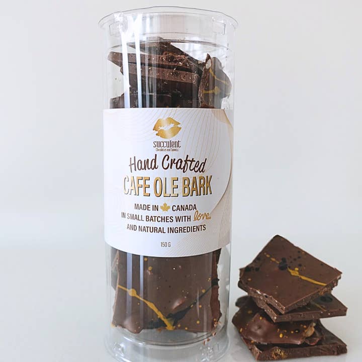 Succulent Chocolates & Sweets Inc - Wholesale Chocolate Covered Sweets - Tube of Cafe Ole Bark0