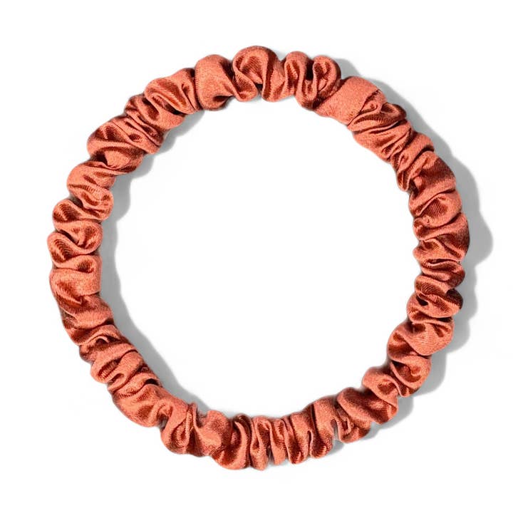 Skinny Silk Scrunchies - Rust for wholesale by HoneyLux
