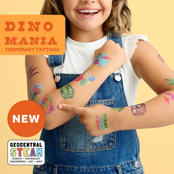 Dino Mania Temporary Tattoos – USA MADE for wholesale by RCS Gifts