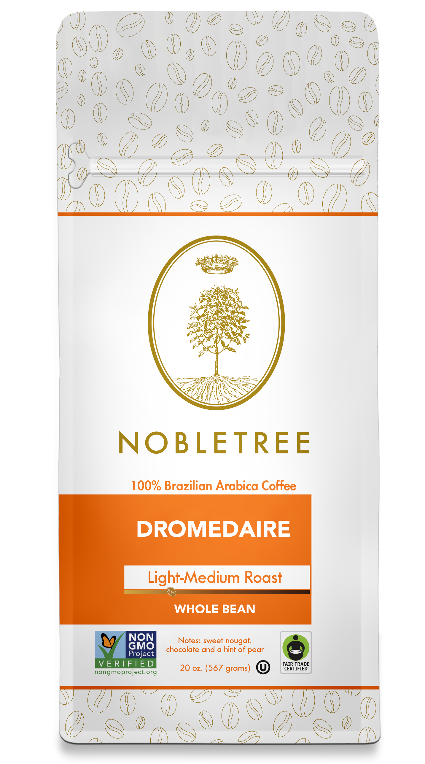 Nobletree Coffee - Wholesale Coffee Beans - Nobletree "Dromedaire" Light Medium Roast Coffee, 20oz1