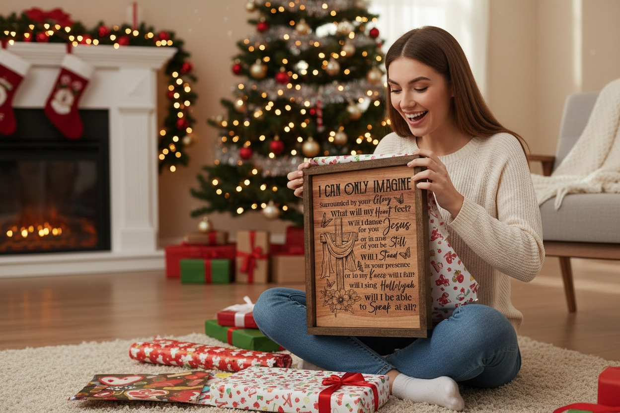 Faithful Creations Studios – Großhandel Schilder – Ich kann es mir nur vorstellen - Wandkunst aus Massivholz — 12x12 — Christlich3