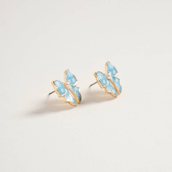 Designature New York - Wholesale Stud/Post Earrings - Christmas Pattern Ribbon with Pearl Post Earrings2