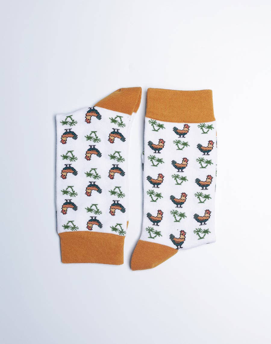 Just Fun Socks - Wholesale Socks - Women's - Women's Chickens & Palms Tropical Animal Crew Socks3
