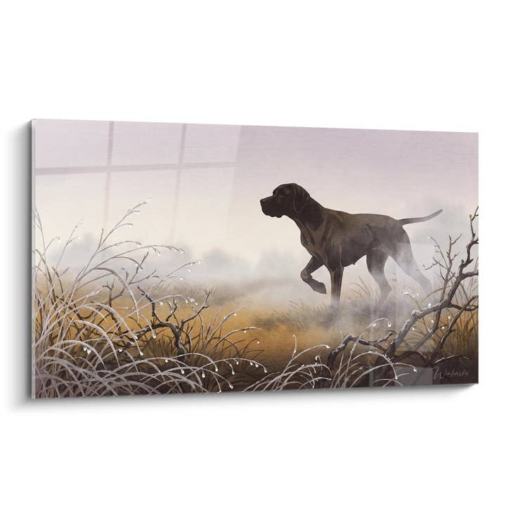 Table Dog on Point in the Morning Mist - Hunting Moment - English Pointer Edition for wholesale by Walensky