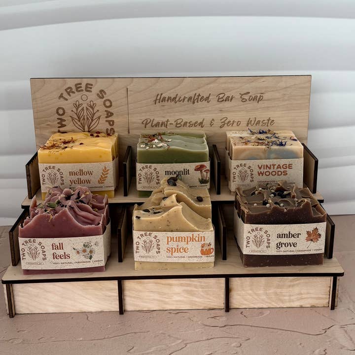 Handmade Soap Display ++WITH SEASONAL SOAP++ for wholesale by Two Tree Soaps