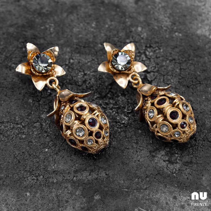 Handgemaakte parel- en kristaldruppel oorbellen | Goudverguld voor wholesale door NU FIRENZE