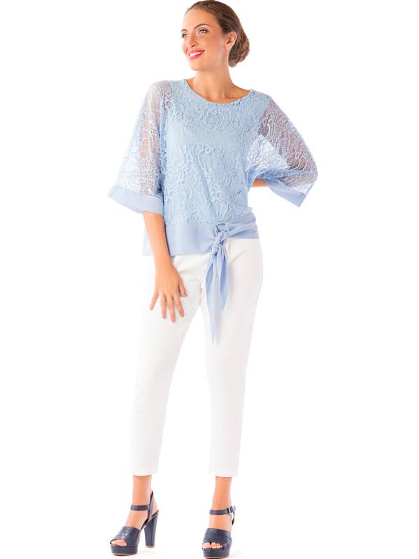 Spetsblus med rosett nedtill i chiffongväv för wholesale av ZUMBI Fashion Store