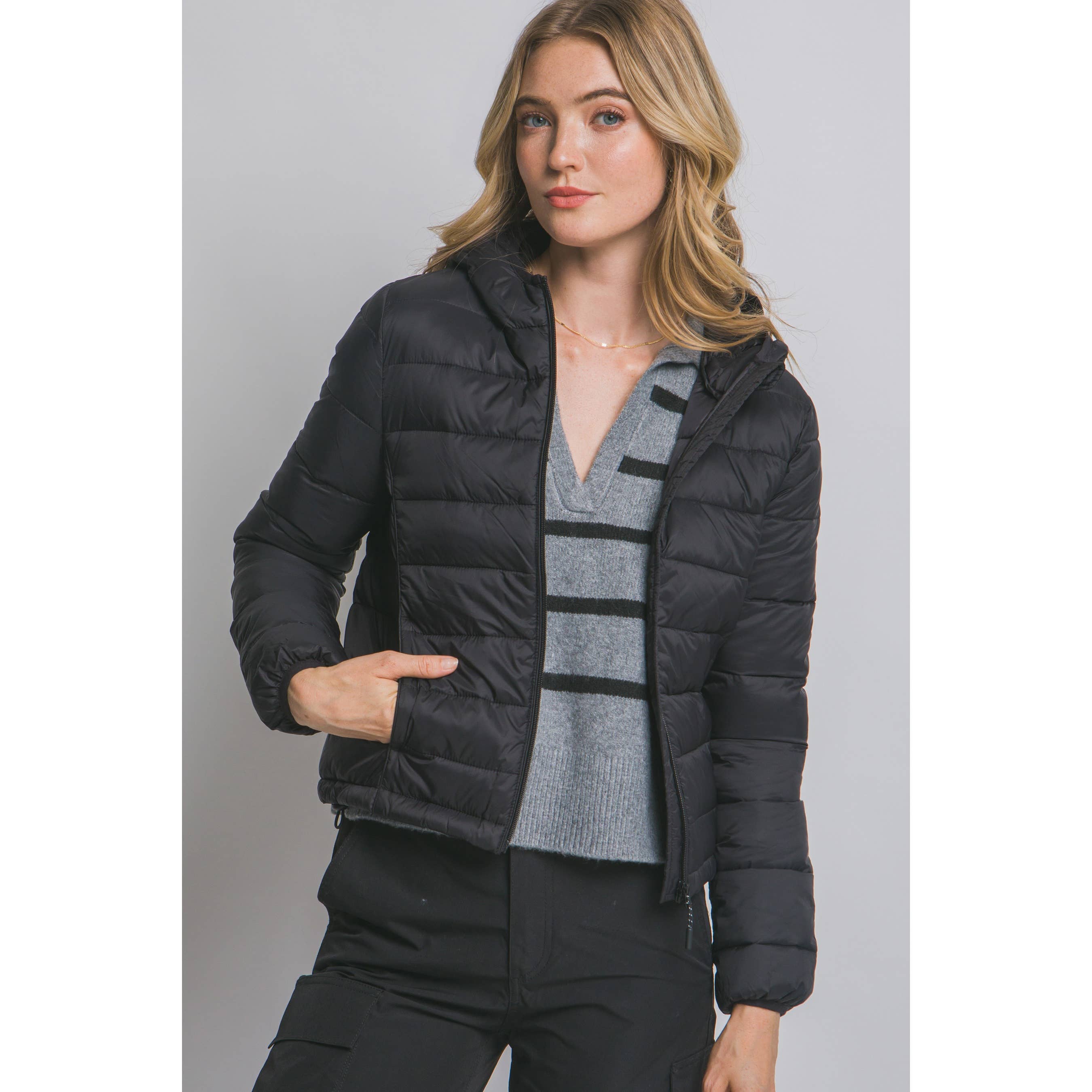 Style Up - Wholesale Puffer Jacket - Women's - Hooded Packable Puffer Jacket with Pouch15