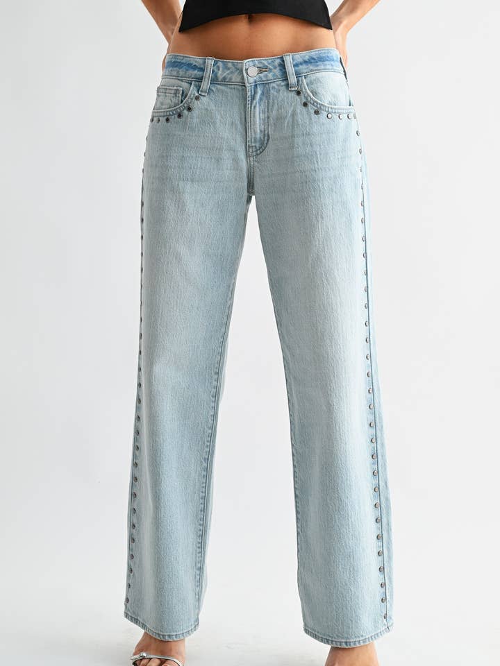 DP848-A - LT - Low Rise Studded Baggy Jean for wholesale by JBD